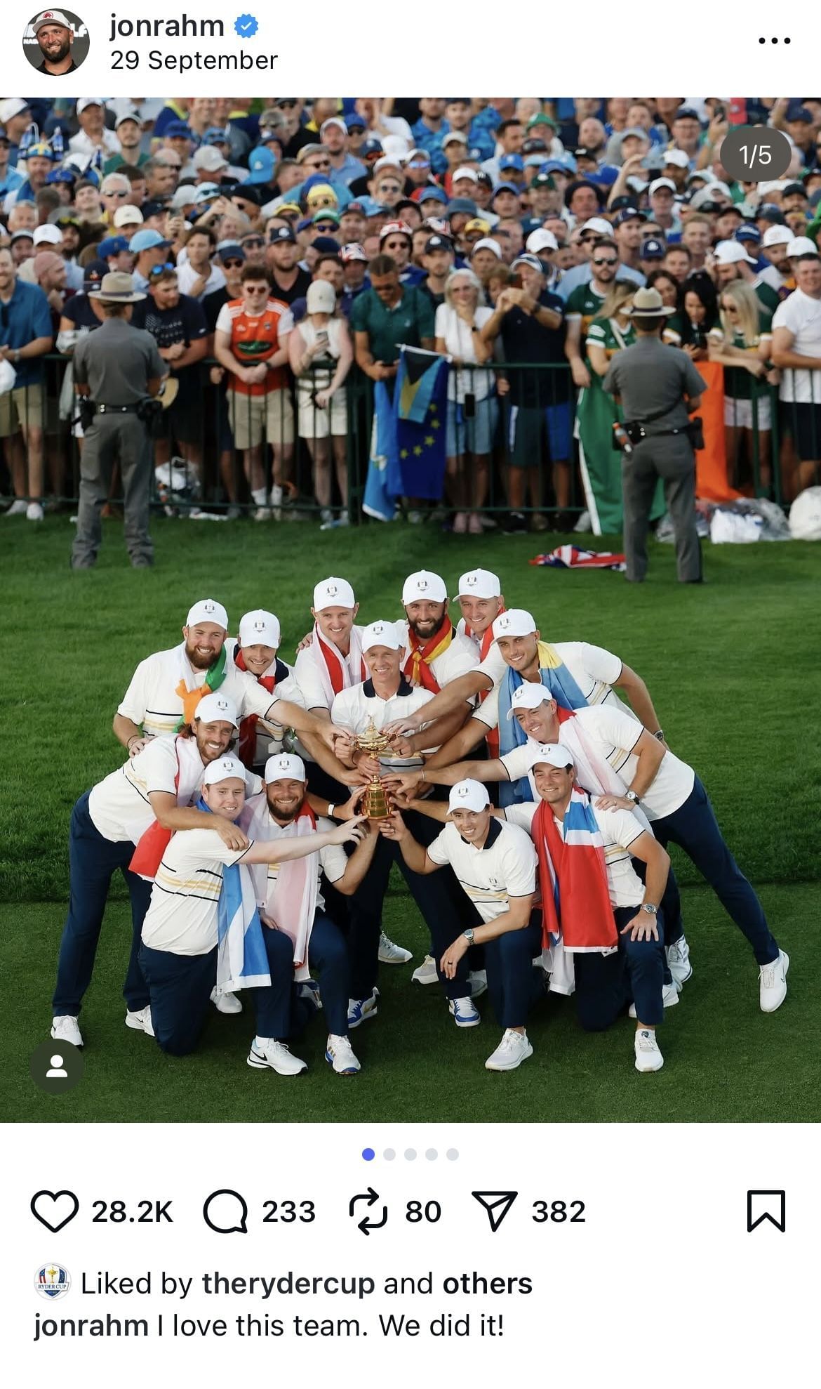 Image via Jon Rahm&rsquo;s Instagram feed _ Source: Instagram/@jonrahm