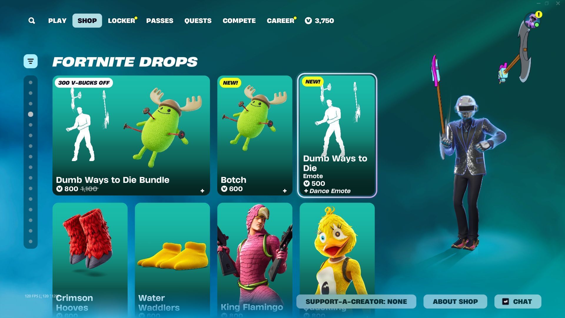 You can purchase items in the Dumb Ways to Die collaboration separately as well (Image via Sportskeeda Gaming || Epic Games)