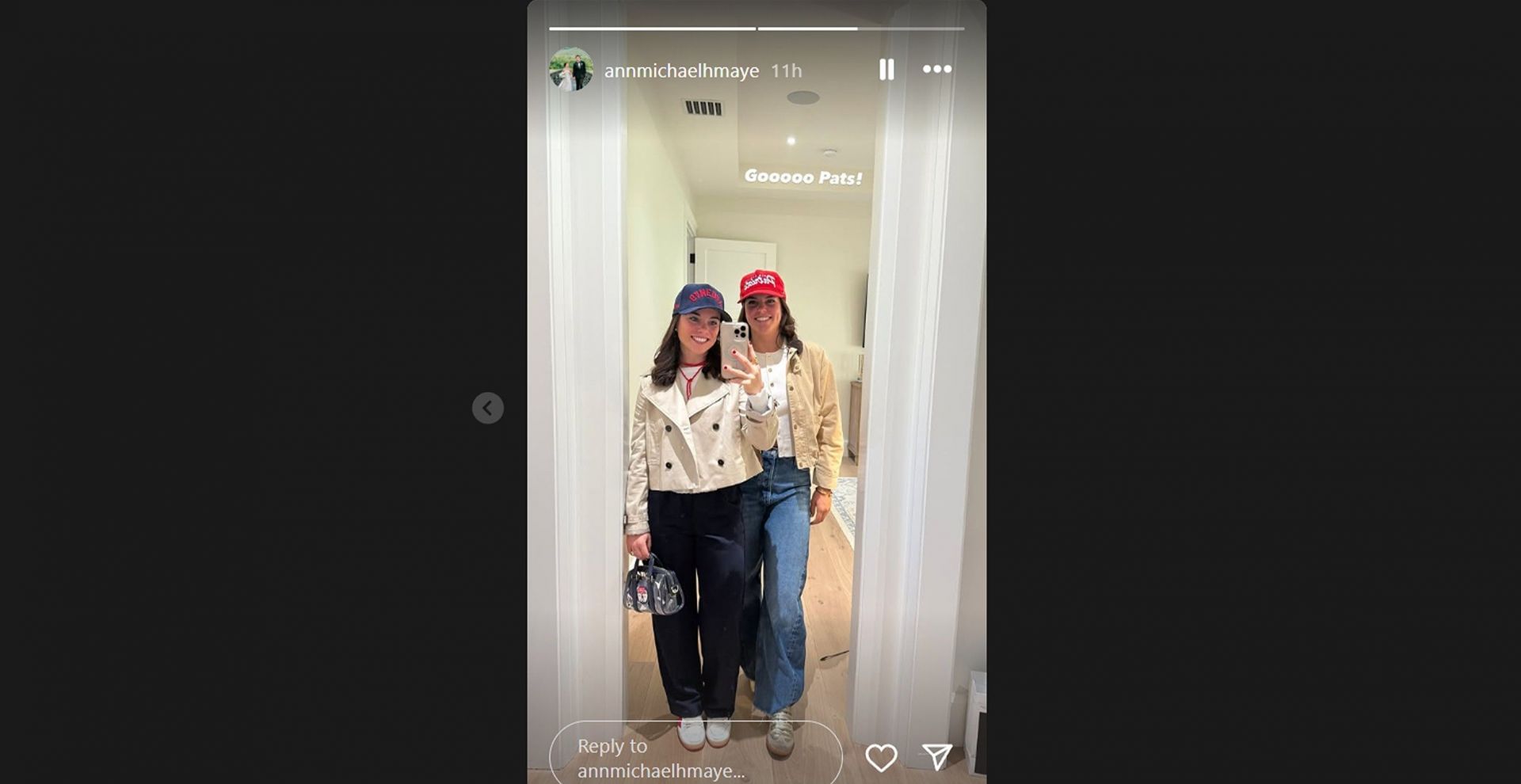 Drake Maye&#039;s wife Ann Michael&#039;s IG story@annmichaelhmaye