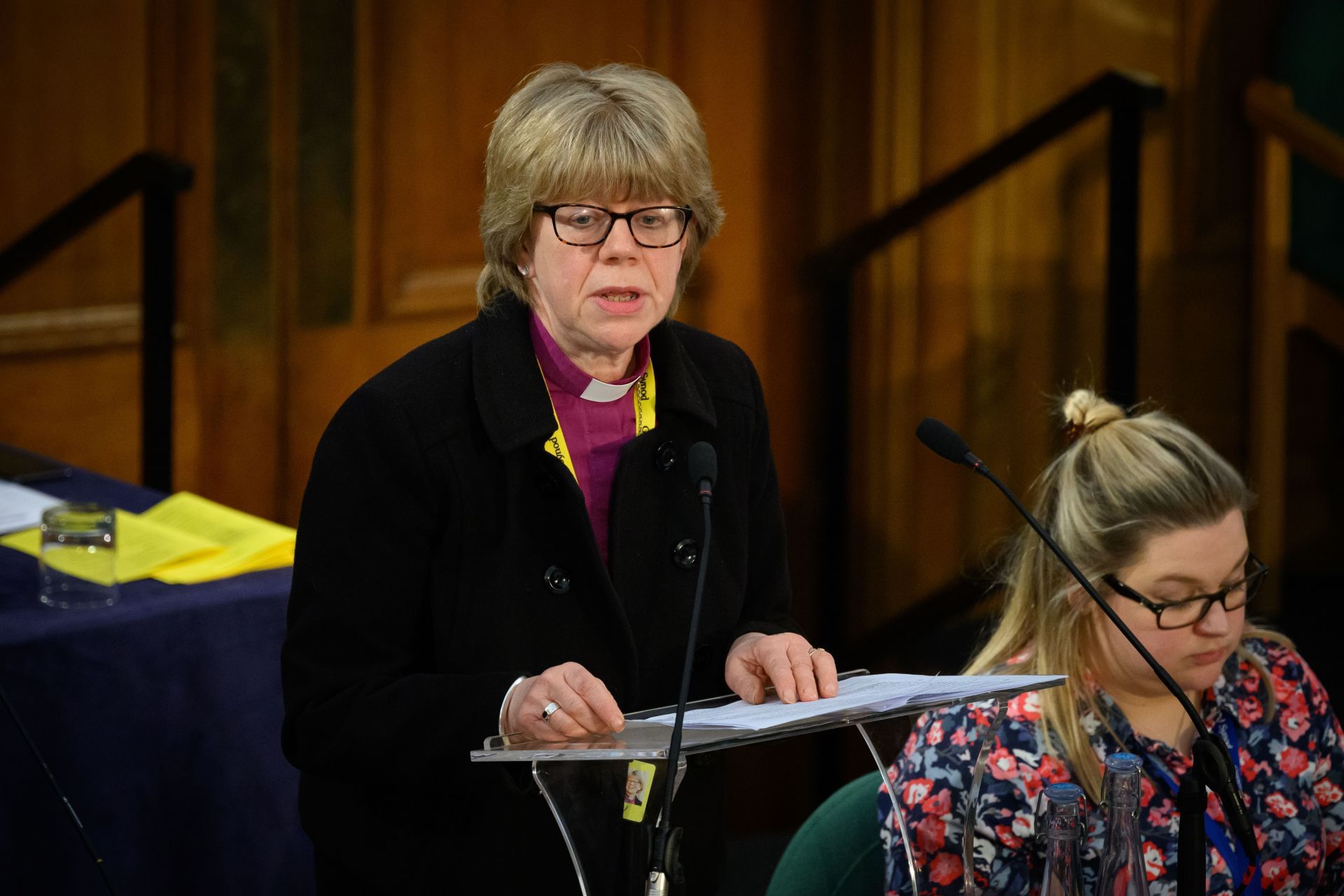 Bishop of London Sarah Mullally addresses the General Synod ahead of a vote which ultimately approved blessings for same-sex couples (Image via Getty)