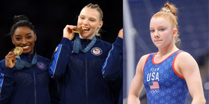 Simone Biles’ teammate Jade Carey reacts as 17-year-old Dulcy Caylor secures spot on USA’s World Championships team