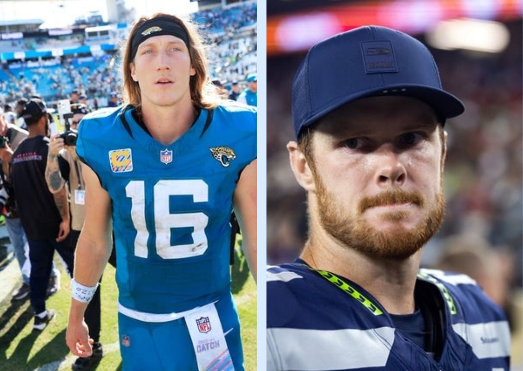 NFL quarterbacks Trevor Lawrence and Sam Darnold