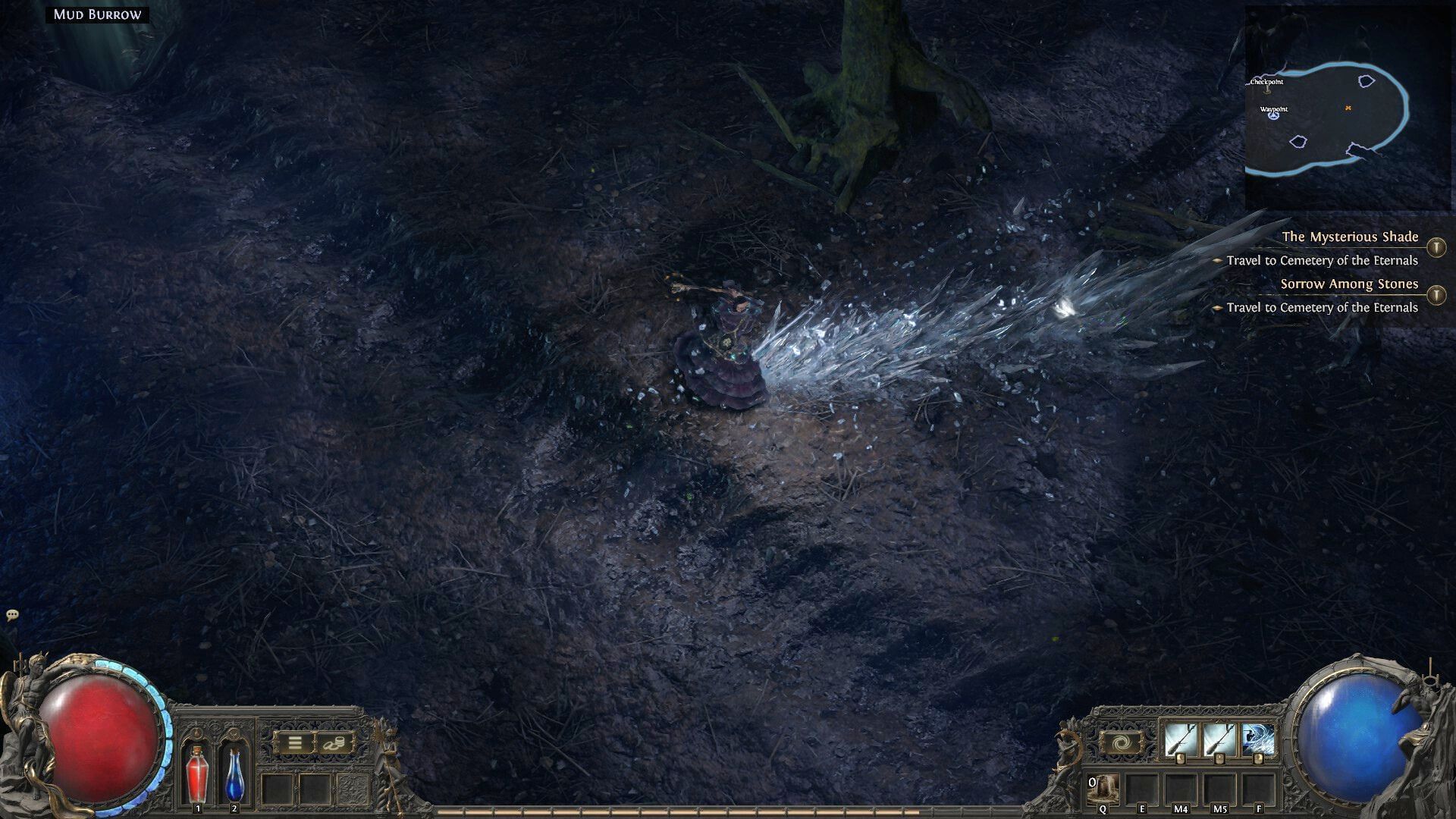 Glacial Cascade with Frost Bomb is a good starter for Monk (Image via Grinding Gear Games)