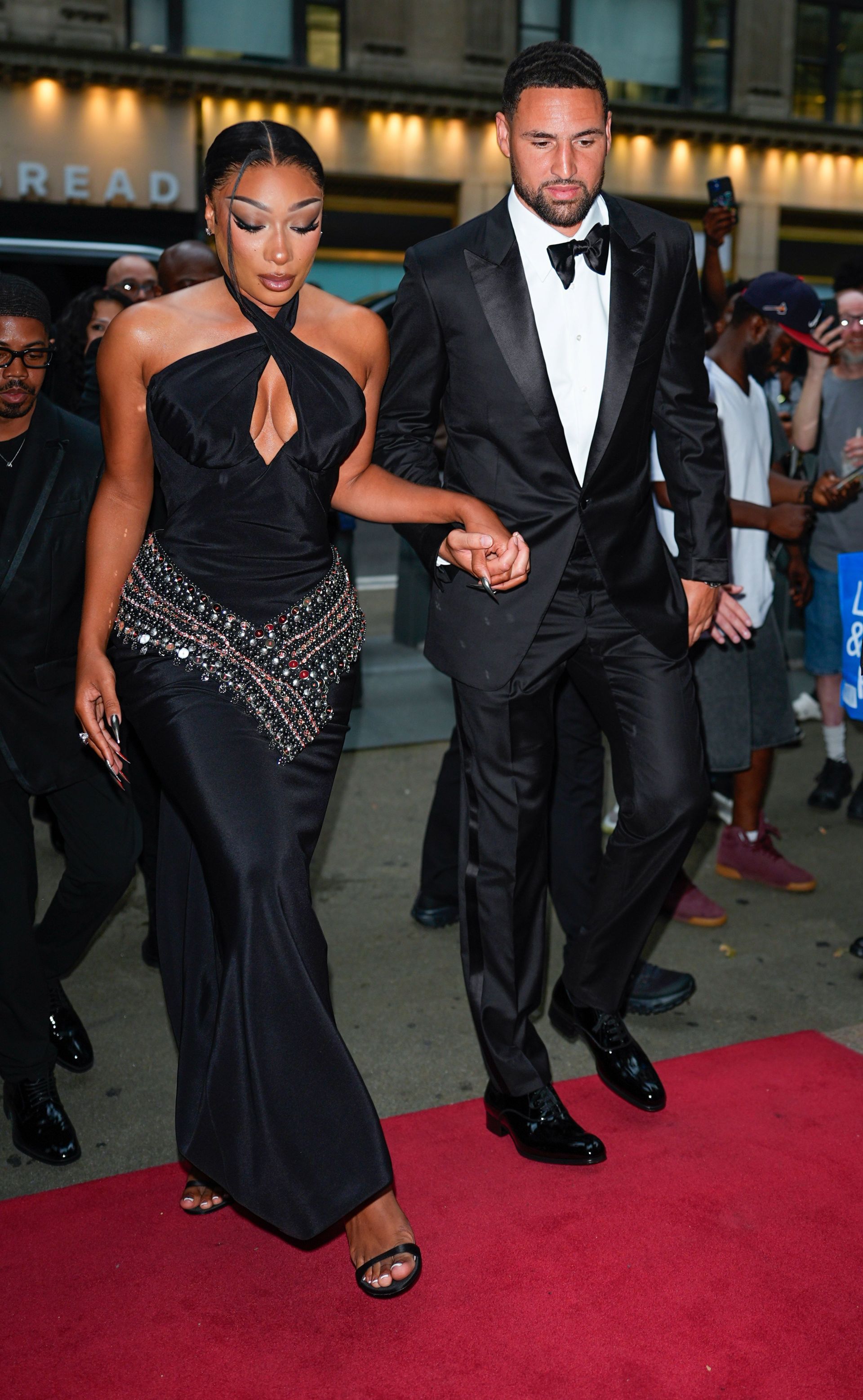 Megan Thee Stallion and Klay Thompson are seen on July 16, 2025 in New York City. (Photo by XNY/Star Max/GC Images)