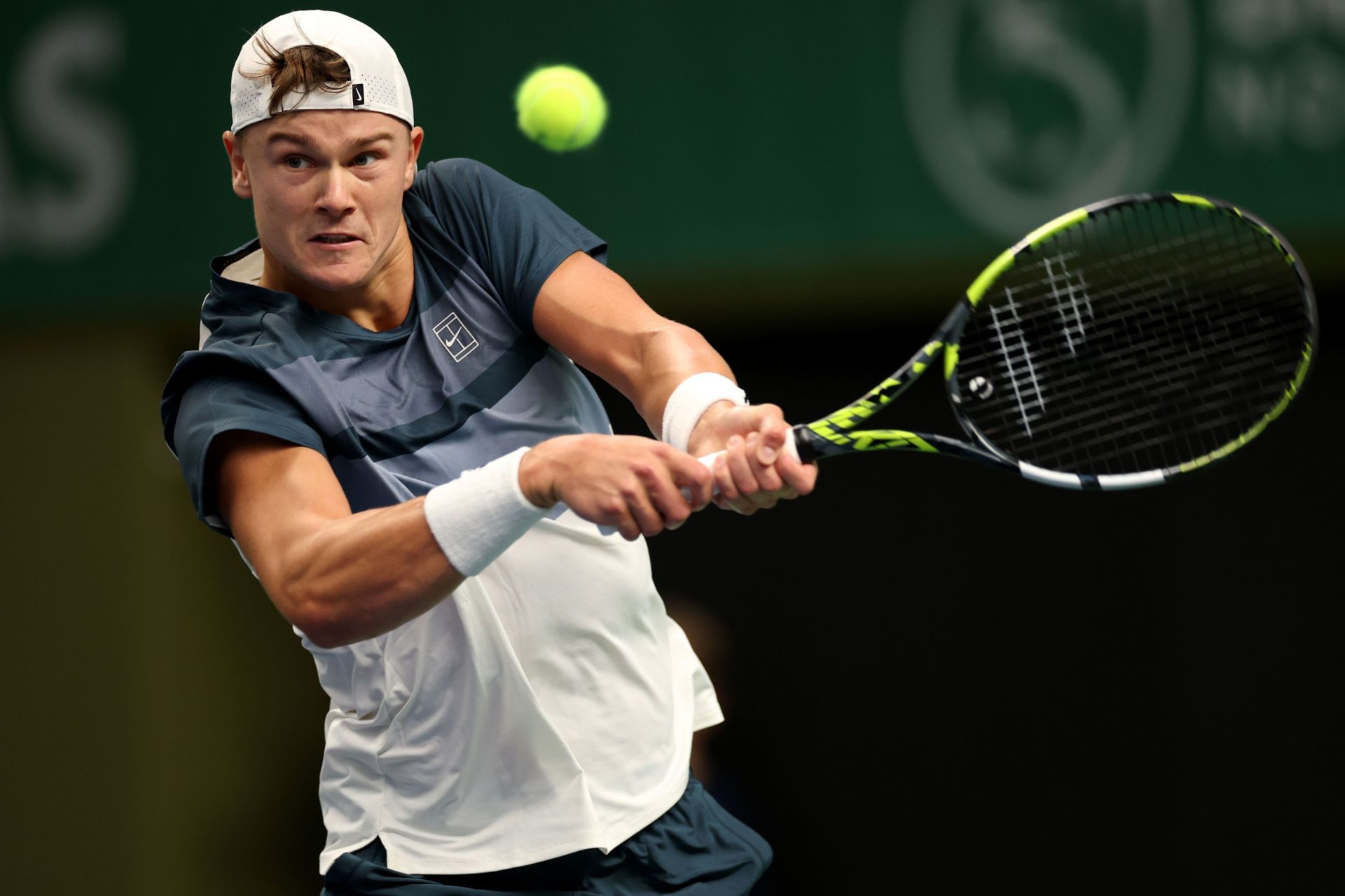 Holger Rune in action at the 2025 Stockholm Open (Source: Getty)