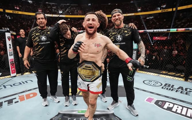 Watch: Just hours after emphatic UFC 320 win, Merab Dvalishvili was part of Aljamain Sterling's wedding festivities