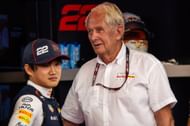 Yuki Tsunoda and Helmut Marko at the Spanish Grand Prix - Source: Getty