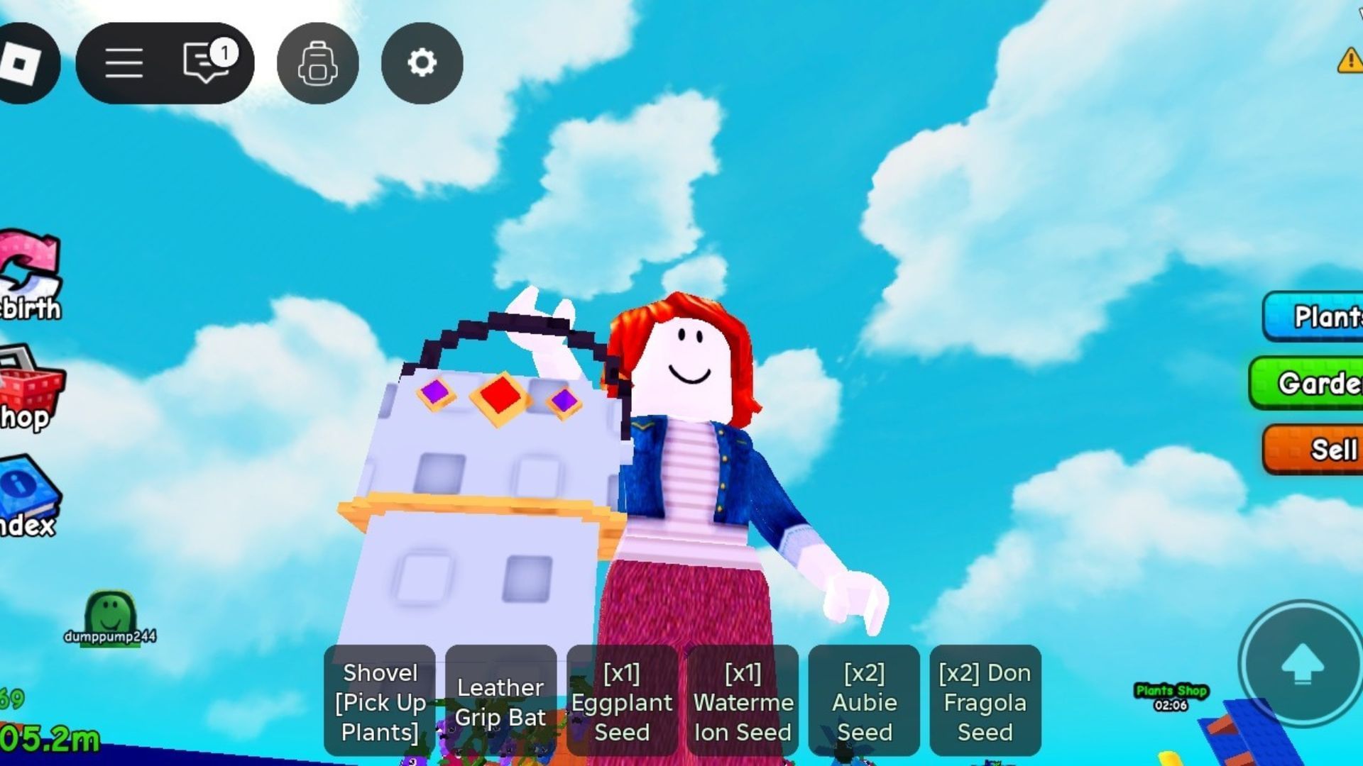 Holding Enhanced Watering Bucket (Image via Roblox)