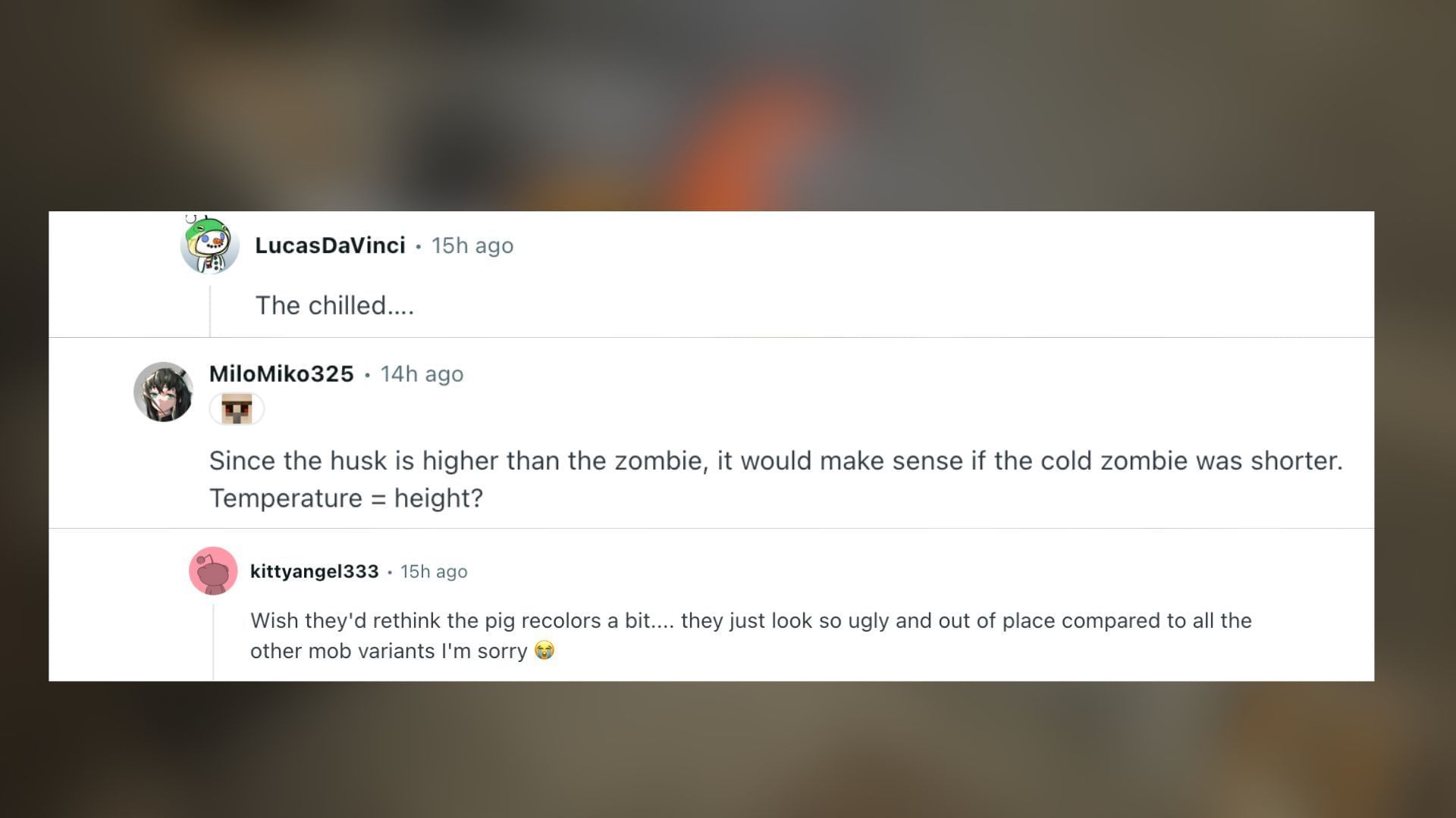 Redditors react to the possible addition of the snow zombie variant in Minecraft (Image via Reddit)