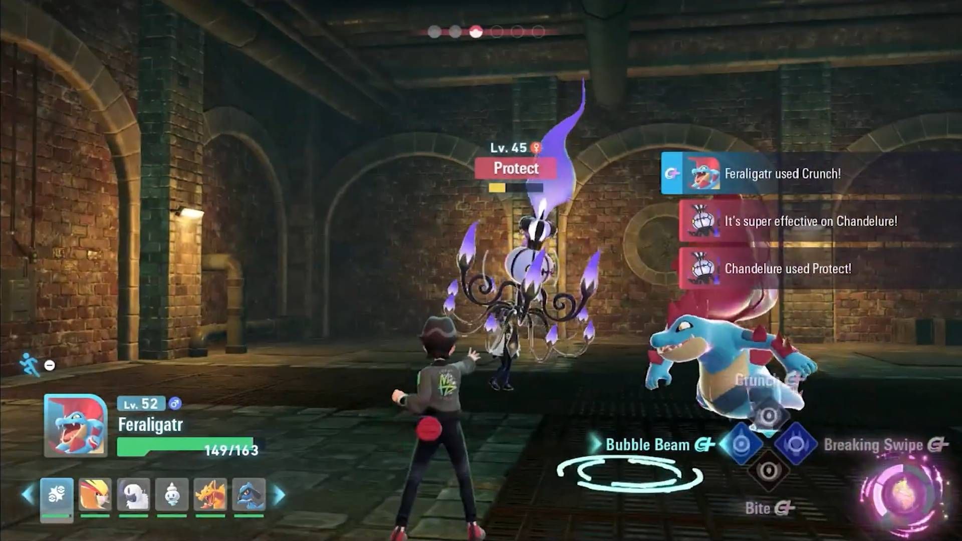 Sử dụng Crunch để giảm mạnh HP của Chandelure và đánh bại Gwynn (Hình ảnh qua The Pokemon Company || YouTube/JT11 Games)