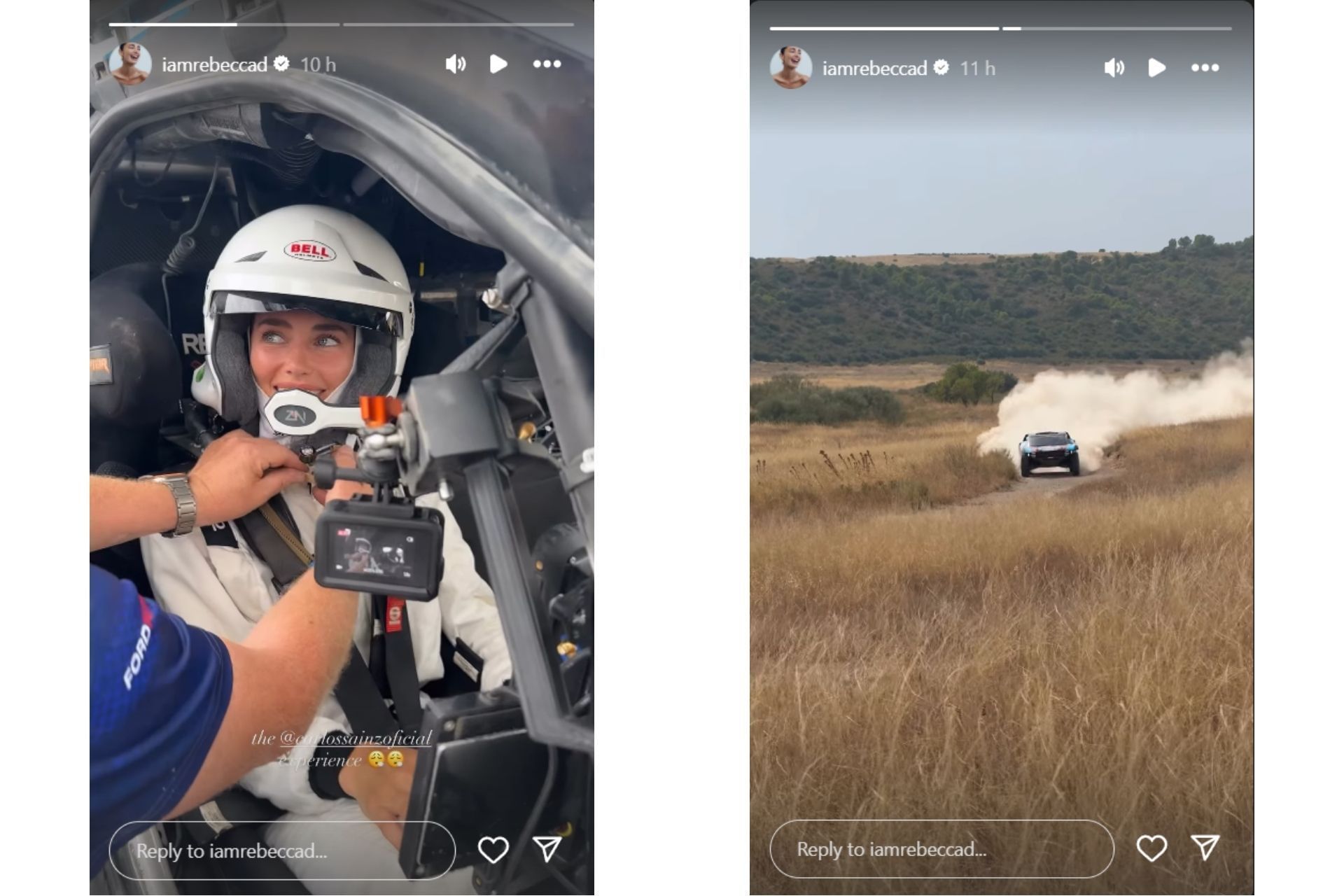 Rebecca Donaldson joins Sainz in the Dakar Rally Ford Racing test (Snippets from @iamrebeccad on Instagram)