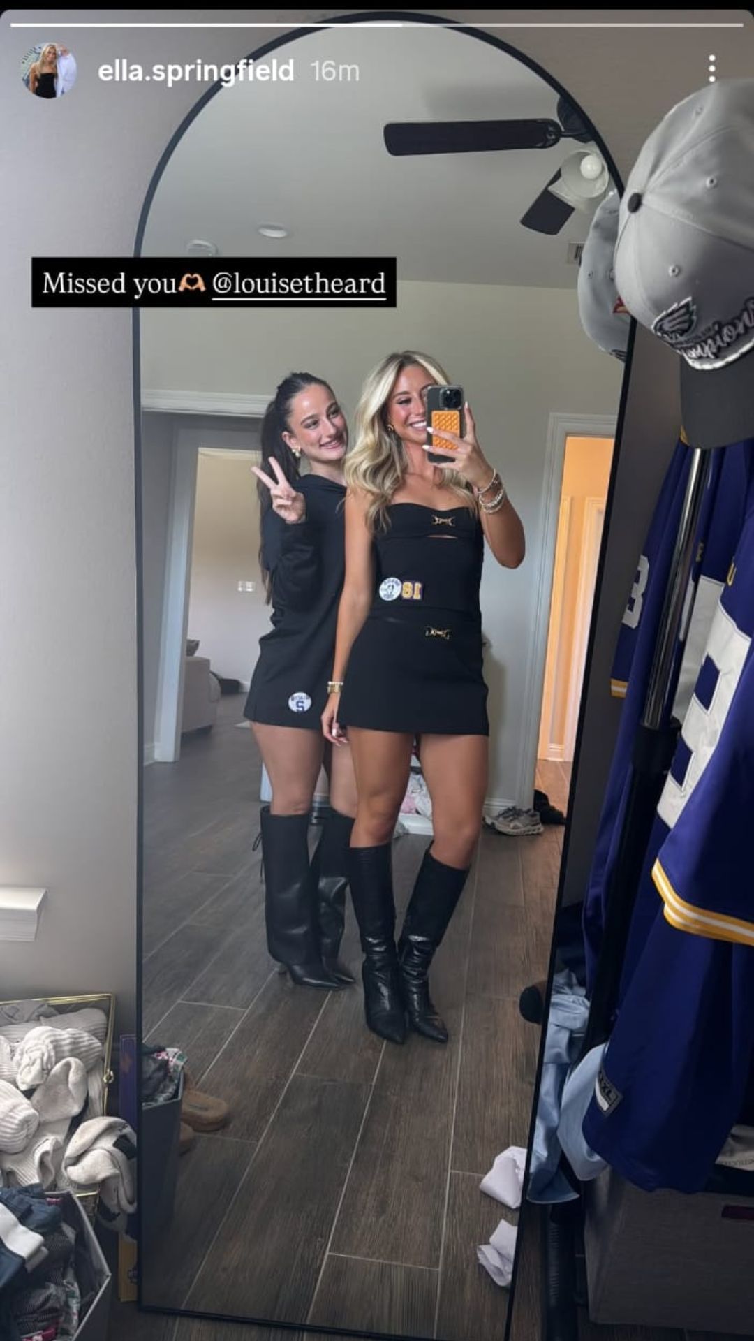 Garrett Nussmeier&#039;s fianc&eacute;e Ella Springfield flexes her wholesome game day look in all-black minidress, shares glamorous pic via IG