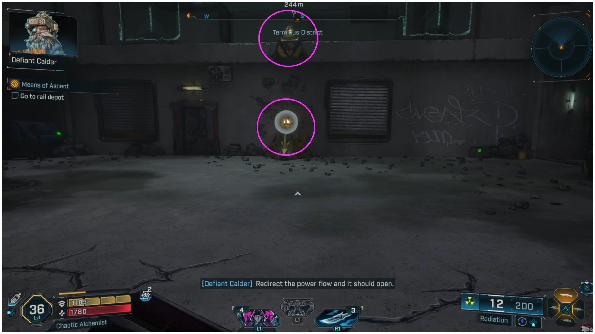 The object you throw the triangle into will be in four locations in the next area, so keep an eye out (Image via 2K Games)