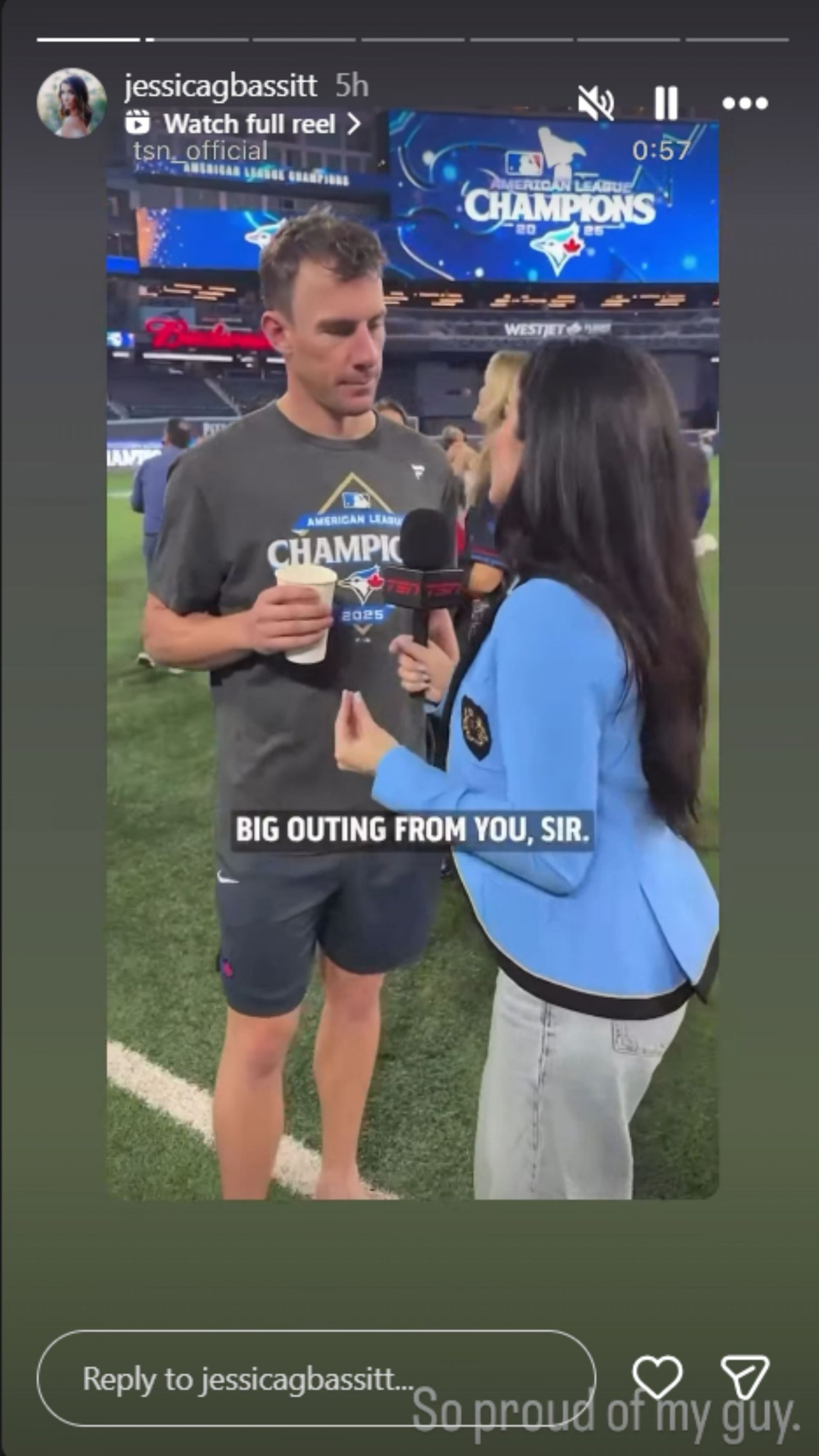 Chris Bassitt&#039;s wife&#039;s Instagram story [Image Source: Instagram/jessicagbassitt]
