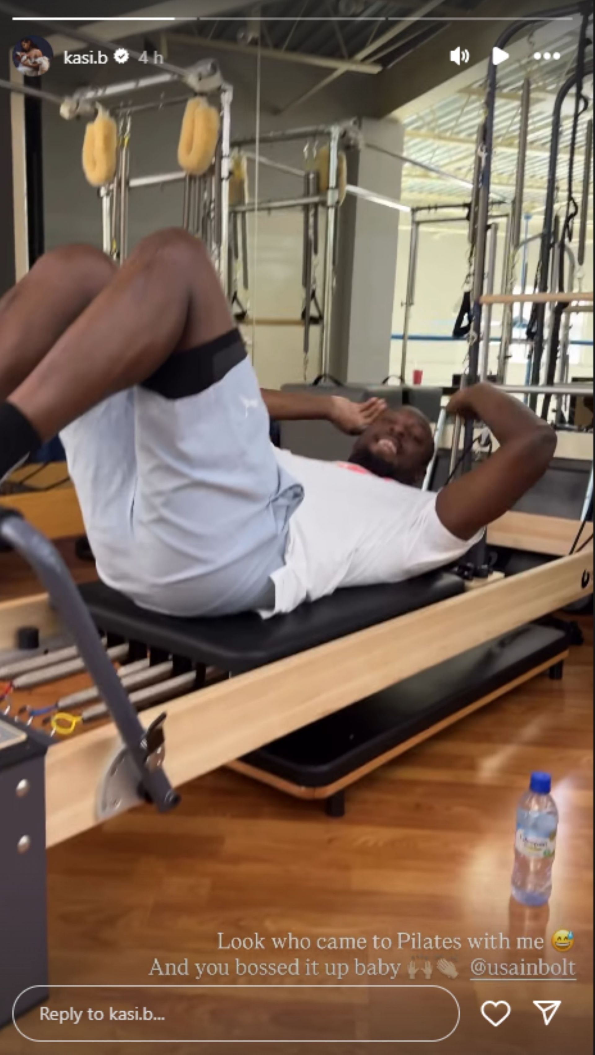 Bennett impressed by Bolt&#039;s Pilates skills; Instagram - @kasi.b