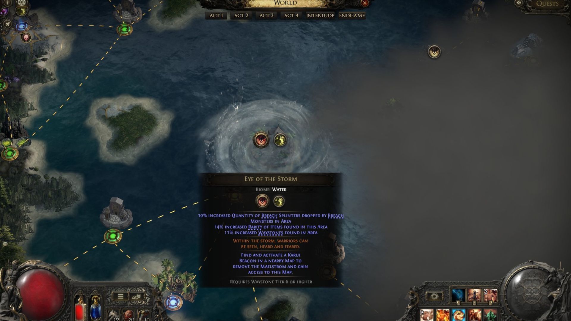 Eye of the Storm will block your way into the island (Image via Grinding Gear Games)