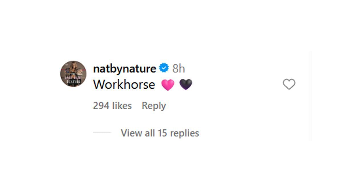 Natalya&#039;s comment on Mercedes&#039;s reel (Image via Mercedes Mone&#039;s Instagram)