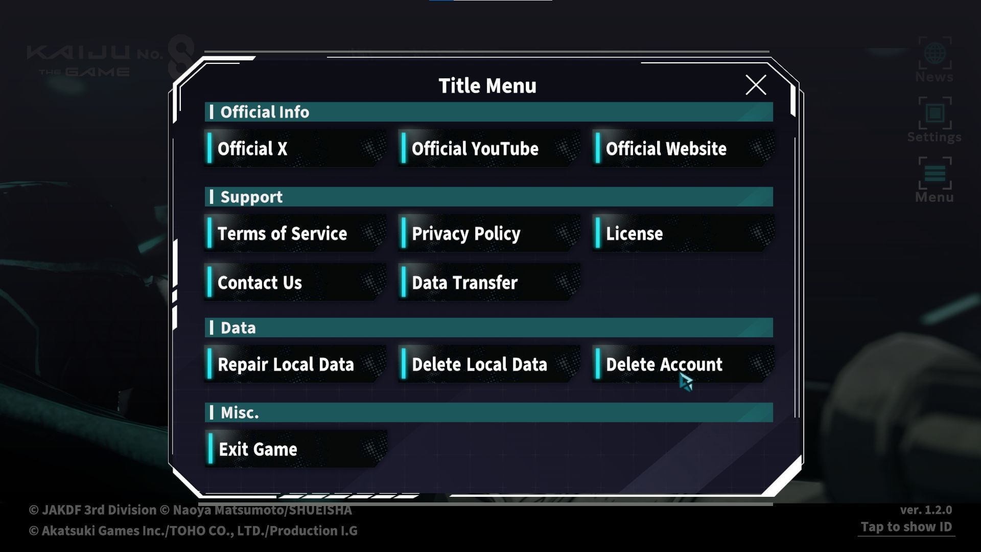 Transfer data from the Title Menu (Image via Akatsuki Inc.)
