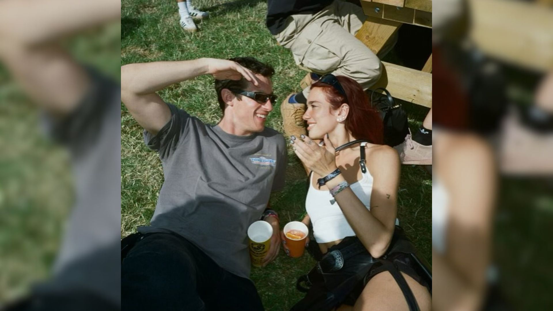 Dua Lipa shares a photo with Callum Turner from the Glastonbury music festival 2024 (Image via Instagram/@dualipa)