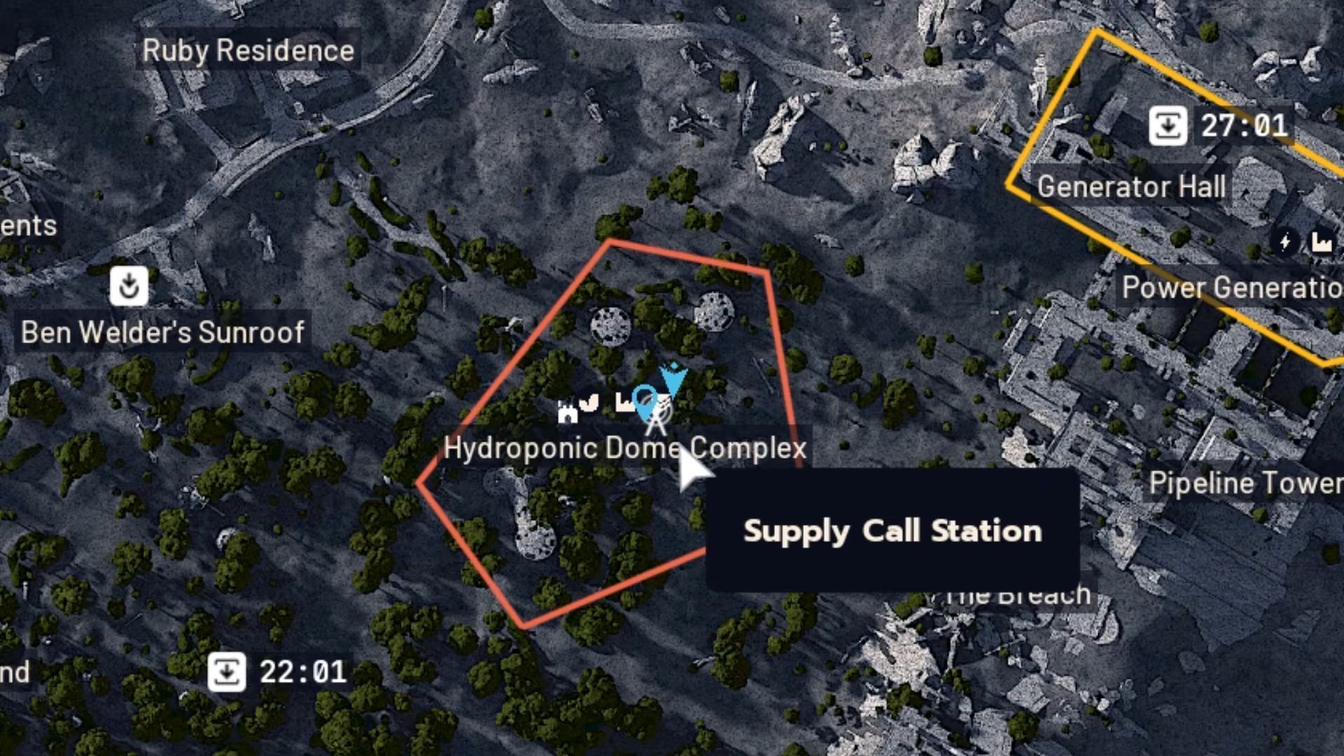 Supply call station icon and location (Image via Embark Studios and YouTube.com/@nickkokimiko))