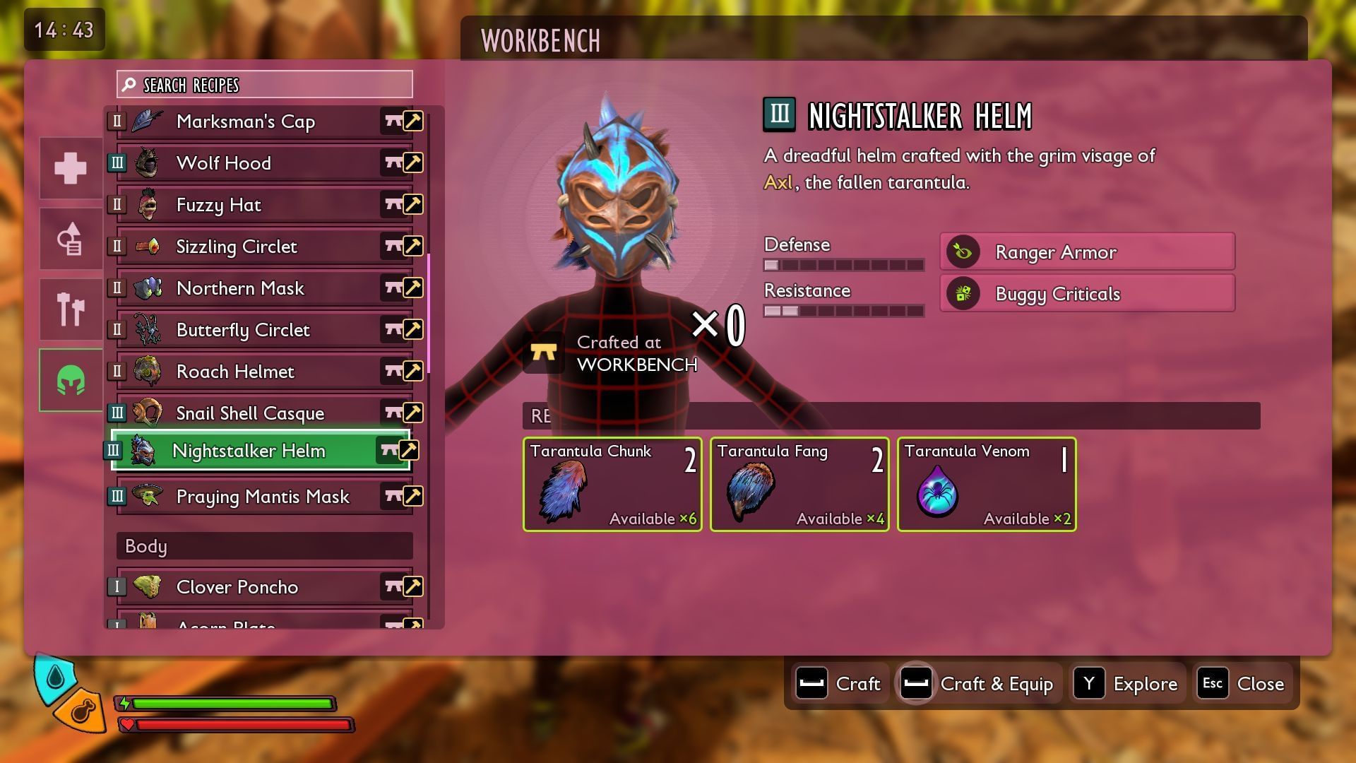 Nightstalker Helm crafting requirements (Image via Xbox Game Studios)