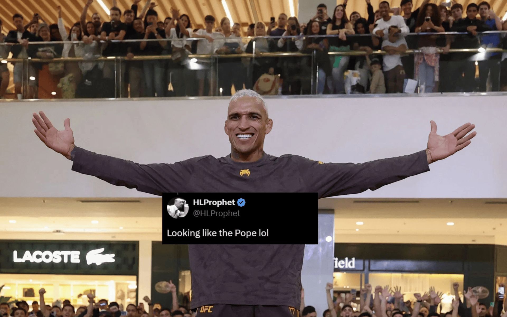 Fans react to Charles Oliveira receiving grand welcome ahead of UFC Rio. [Image courtesy: Getty]