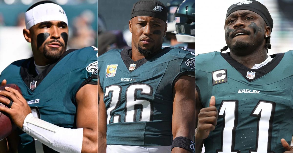 NFL fans react to Jalen Hurts, A.J. Brown, Saquon Barkley having long conversation after Eagles loss vs. Broncos