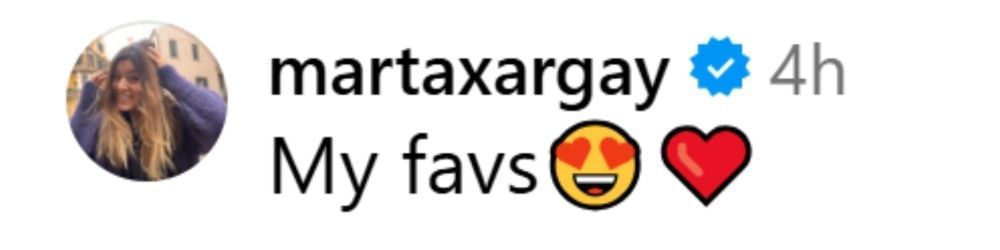 Marta Xargay comments on Breanna Stewart&#039;s IG post. (@breannastewart30 on IG)