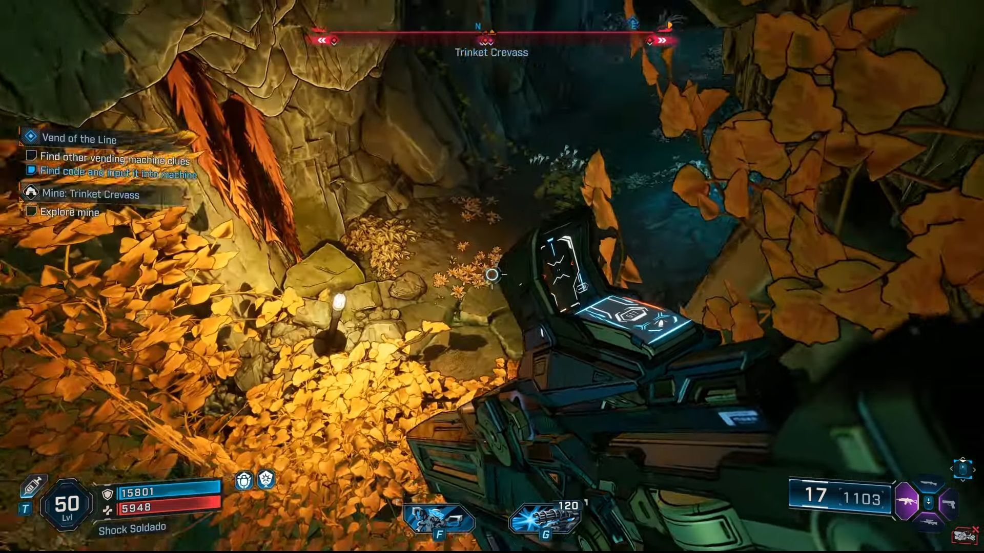 Cave route highlighted with yellow leaves (Image via Youtube/@WoWQuest)