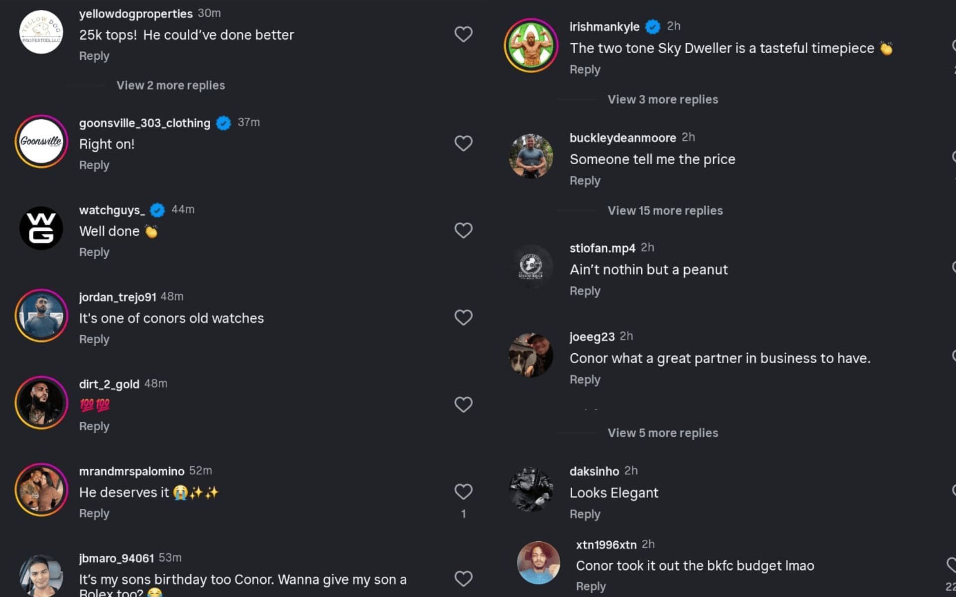 Fans&#039; react to Conor McGregor&#039;s gift. [Screenshots courtesy: @daznboxing on Instagram]