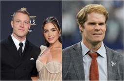 Christian McCaffrey sets record straight on Greg Olsen looking drunk in viral picture at his wedding with Olivia Culpo in Rhode Island