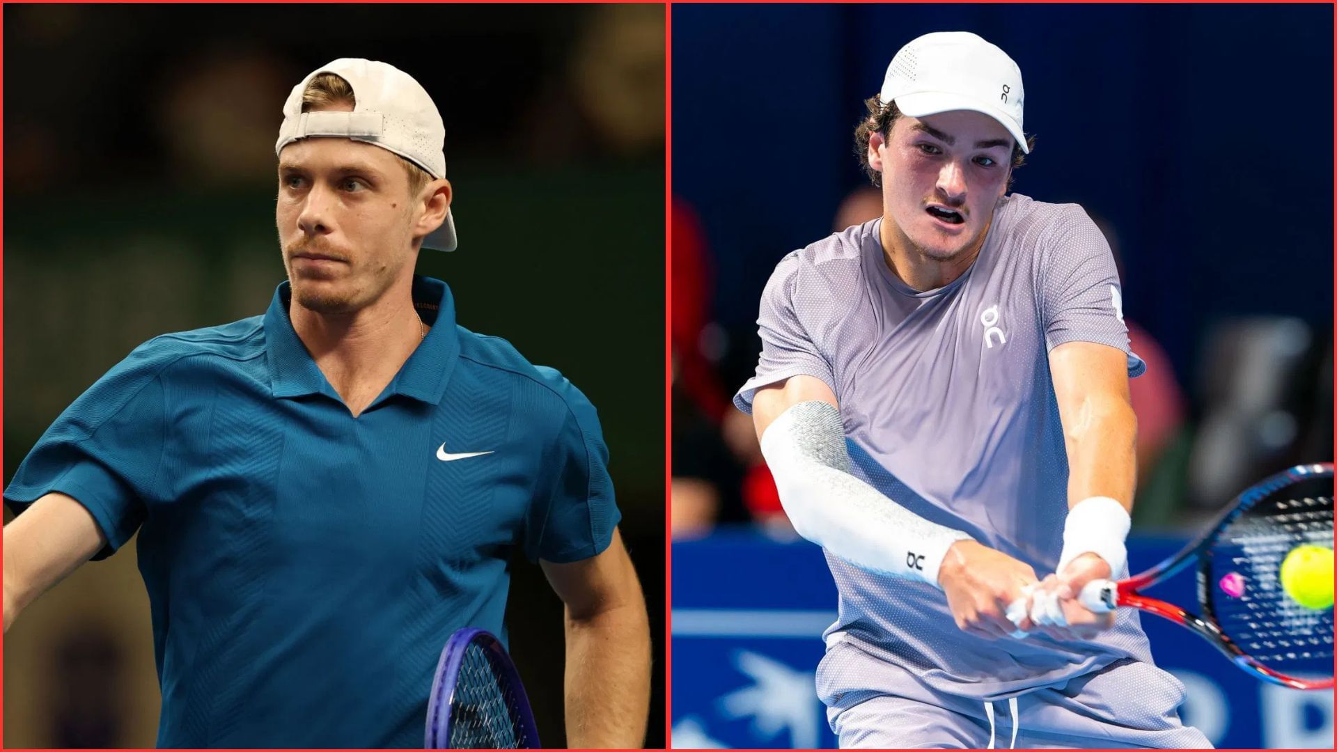 Denis Shapovalov (L) Joao Fonseca (R). (Images: All via Getty)