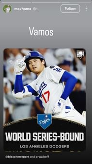 Max Homa's Los Angeles Dodgers post ( via Max Homa's Instagram story)