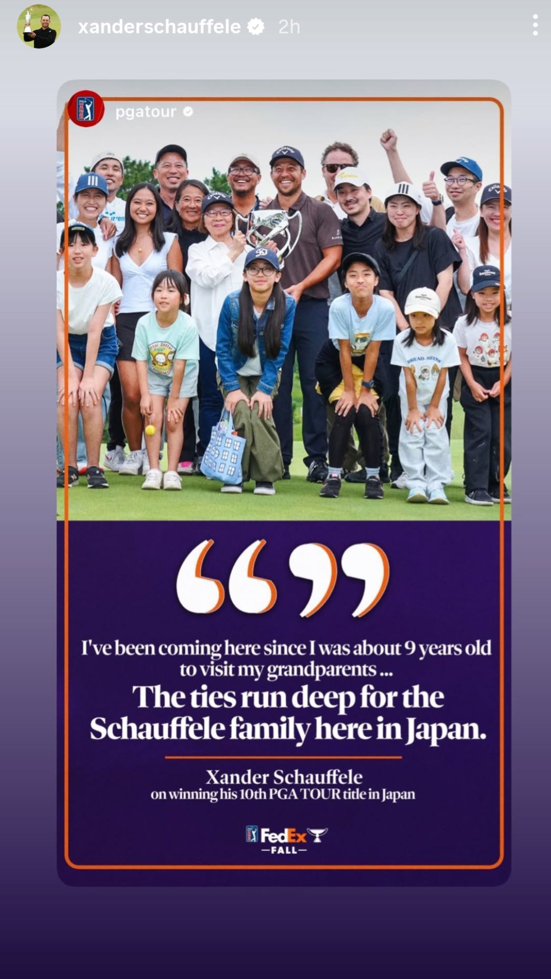 Xander Schauffele&#039;s Instagram story - Source - @xanderschauffele on Instagram
