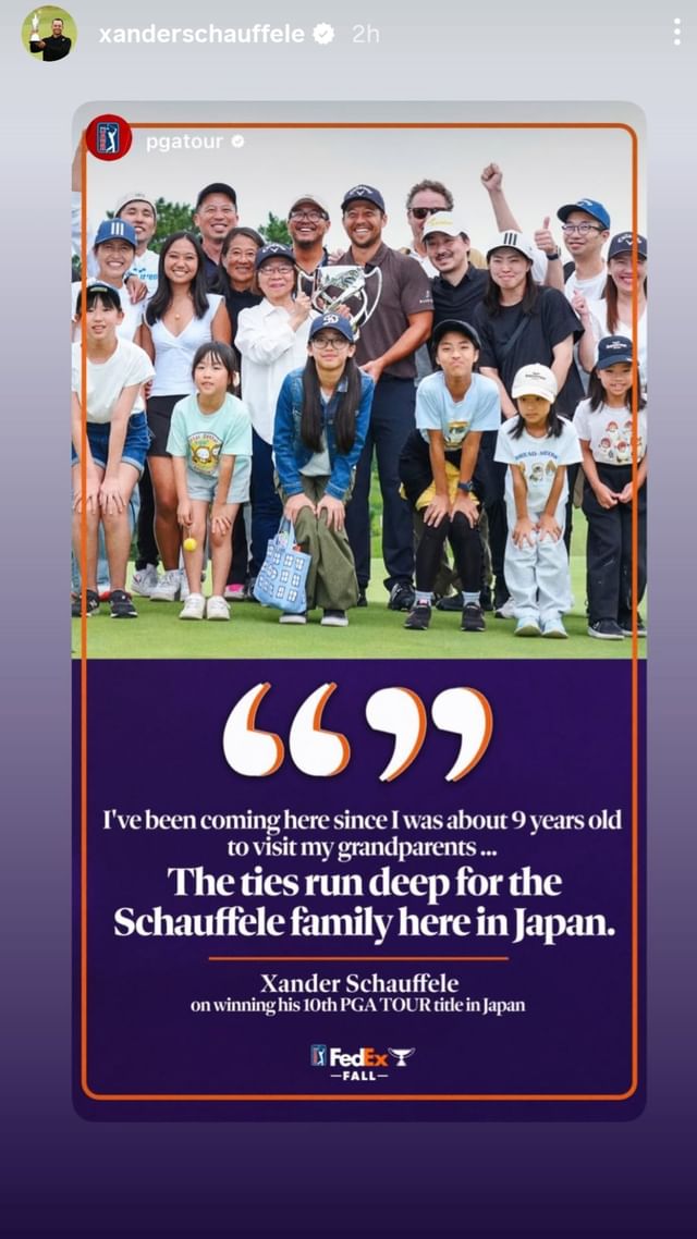 Xander Schauffele&#039;s Instagram story - Source - @xanderschauffele on Instagram