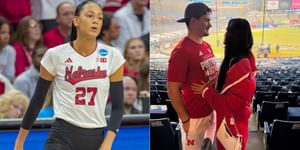 Harper Murray’s boyfriend Heinrich Haarberg reacts as Nebraska volleyball player grooves to Tate McRae’s music