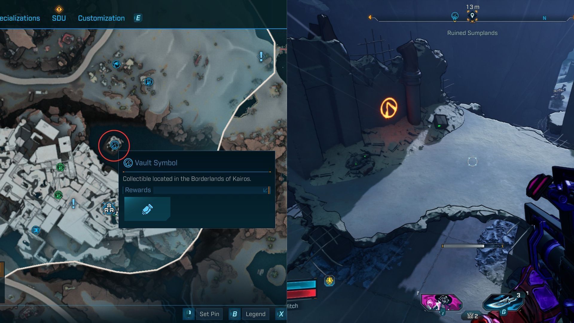 Ruined Sumplands Vault Symbol #2 location (Image via 2K)