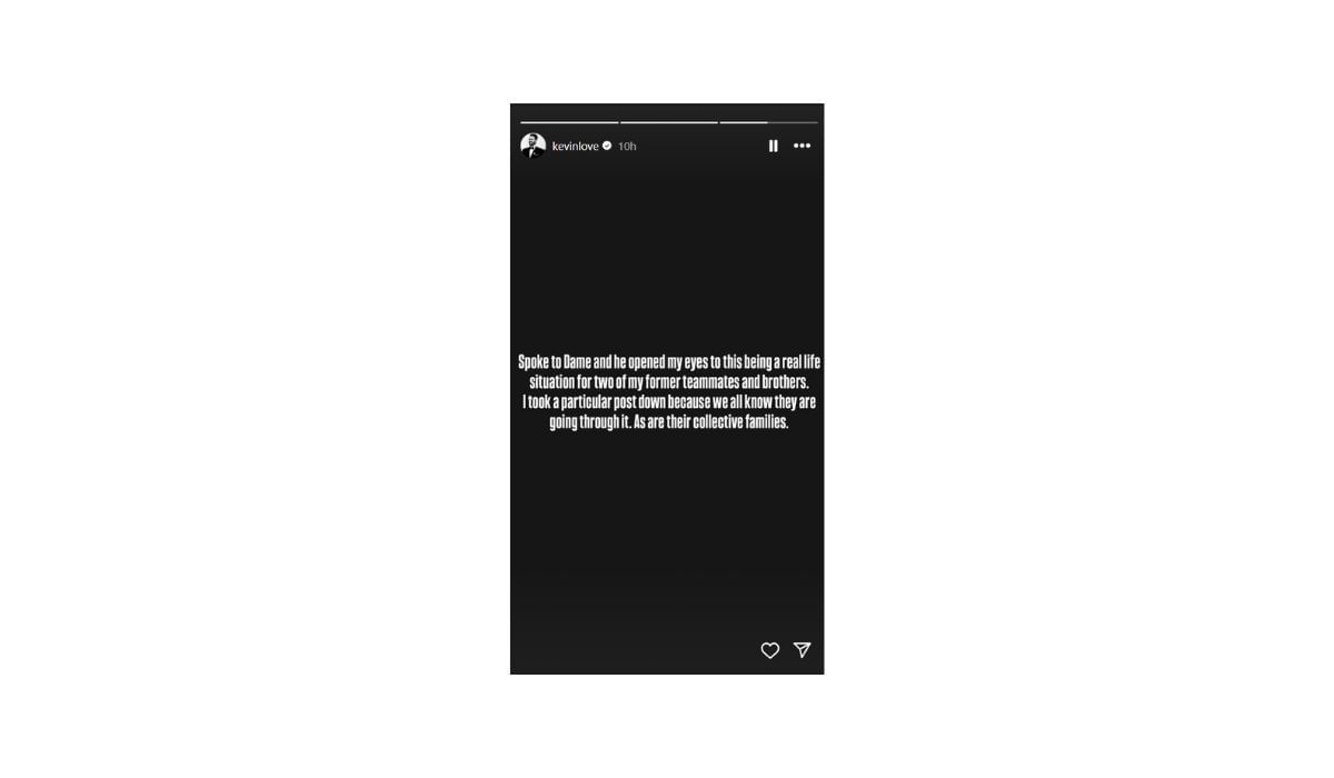 Kevin Love reflects on his conversation with Damian Lillard on his story (Source: Kevin Love/IG)