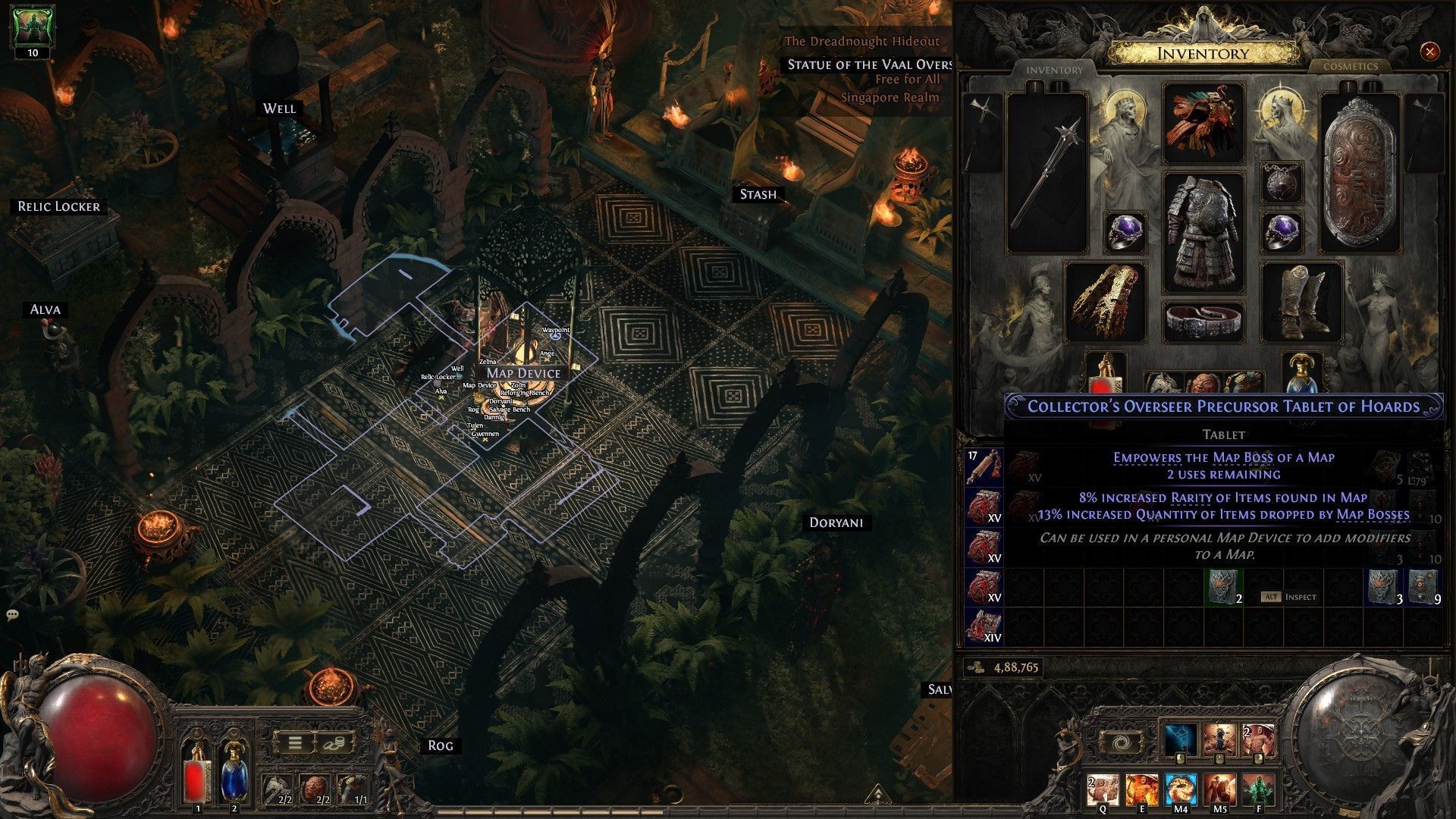 Precursor Tablets can now be used directly with the map of your choice (Image via Grinding Gear Games)