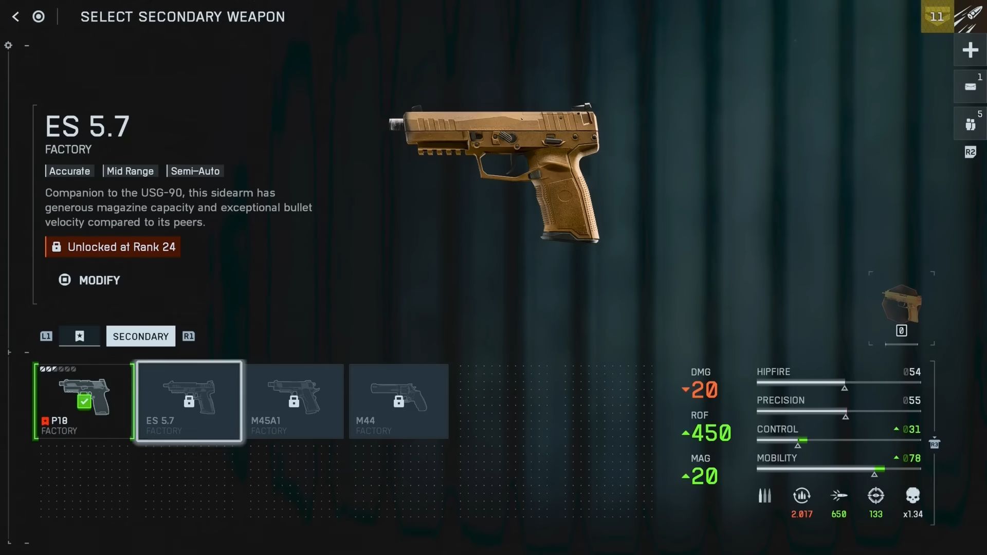 ES 5.7 pistol in Battlefield 6 (Image via EA/YouTube @BuffNerdGaming)