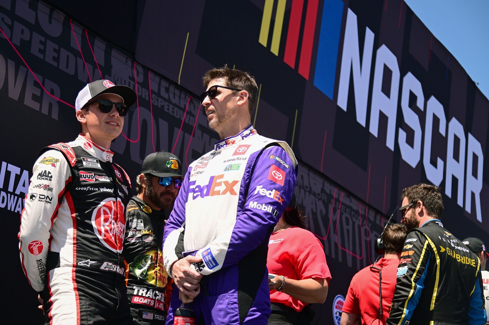 Christopher Bell (L) and Denny Hamlin at Sonoma Raceway. Source: Getty