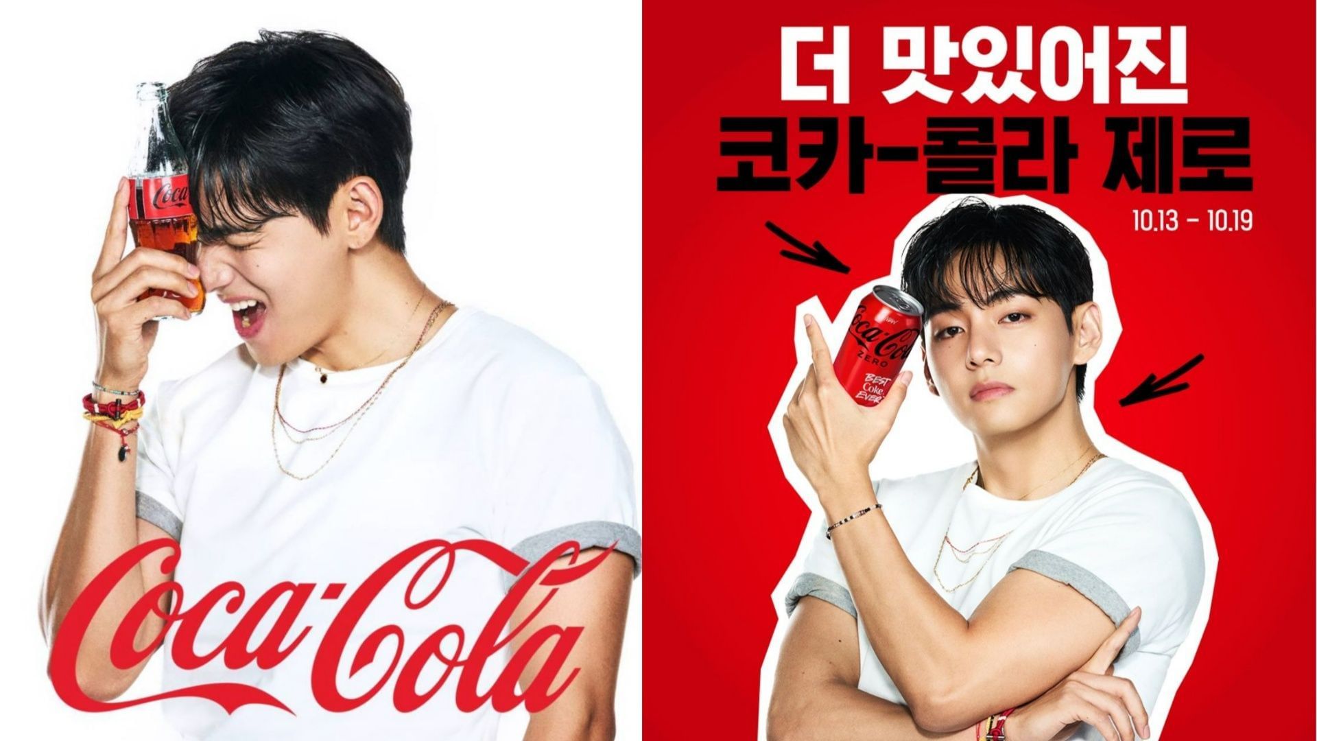 BTS&#039; Taehyung posing for Coca-Cola Korea (Image via Instagram/@thv)