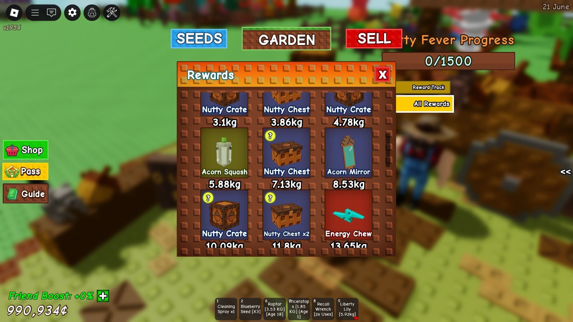 The Acorn Mirror in the Chubby Chipmunk Rewards list (Image via Roblox)