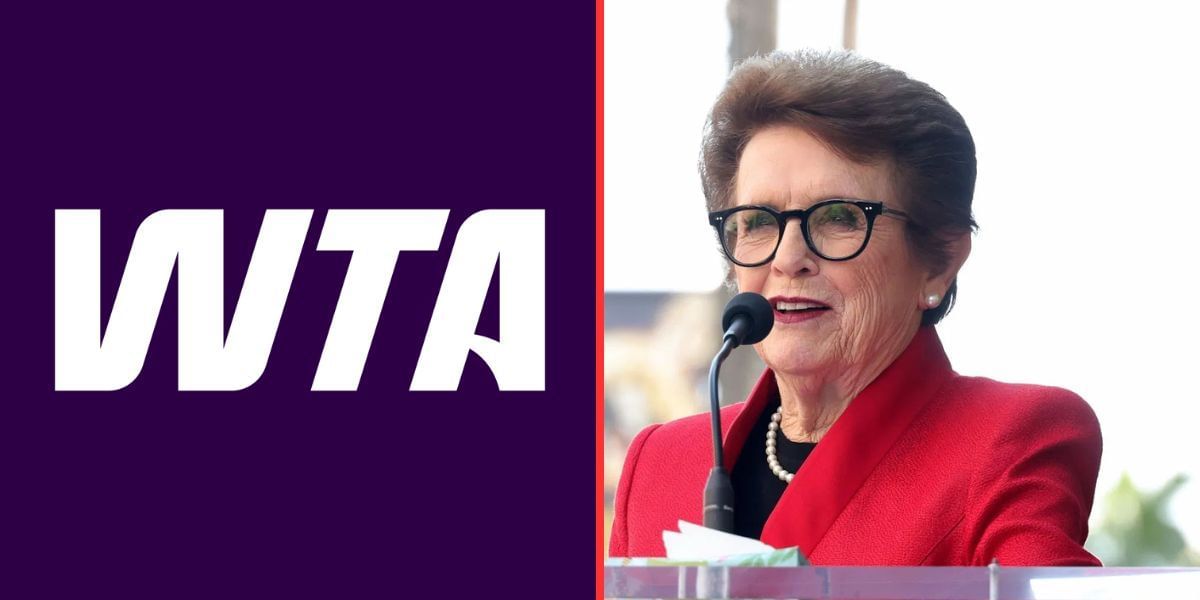 The official logo of the WTA (left, Source: X/wta), Billie Jean King (right, Source: Getty)