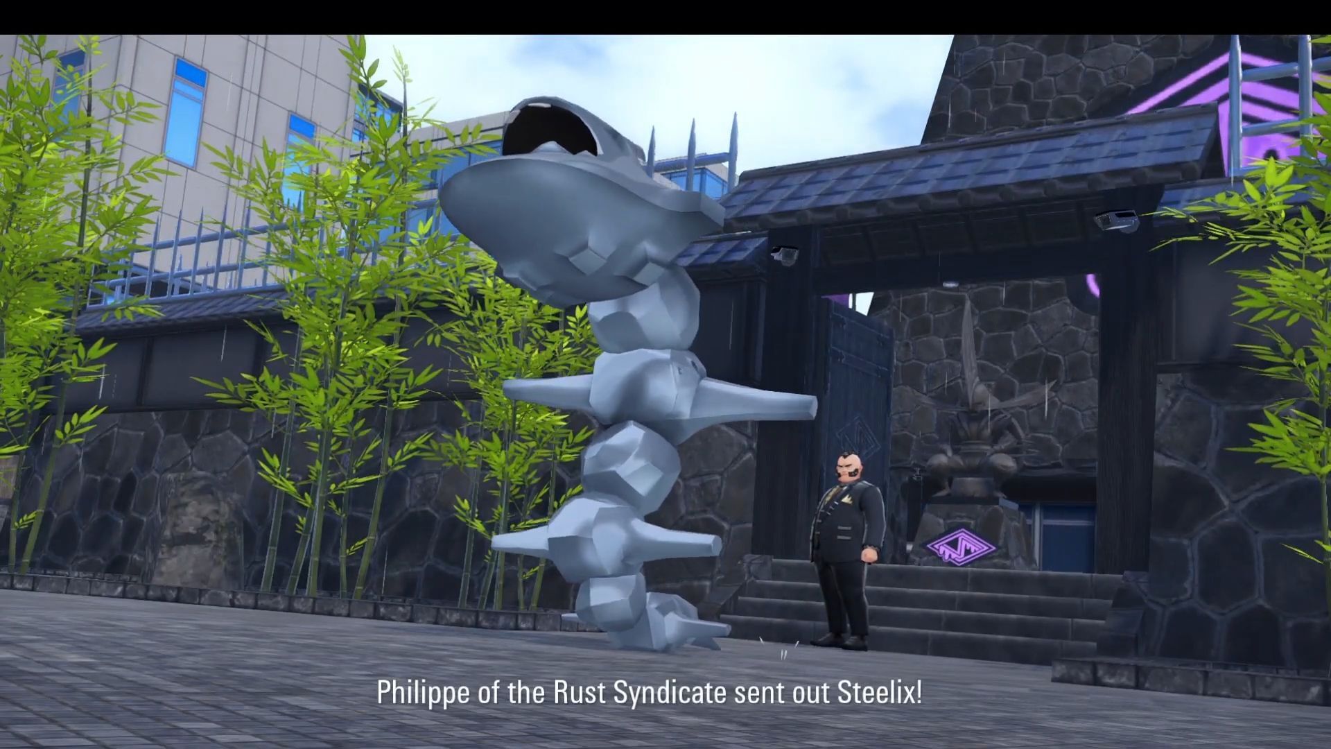 A Request from the Rust Syndicate walkthrough: Philippe won&rsquo;t let you pass without proving yourself in battle (Image via The Pokemon Company|| OnGame MultiGaming on YouTube)