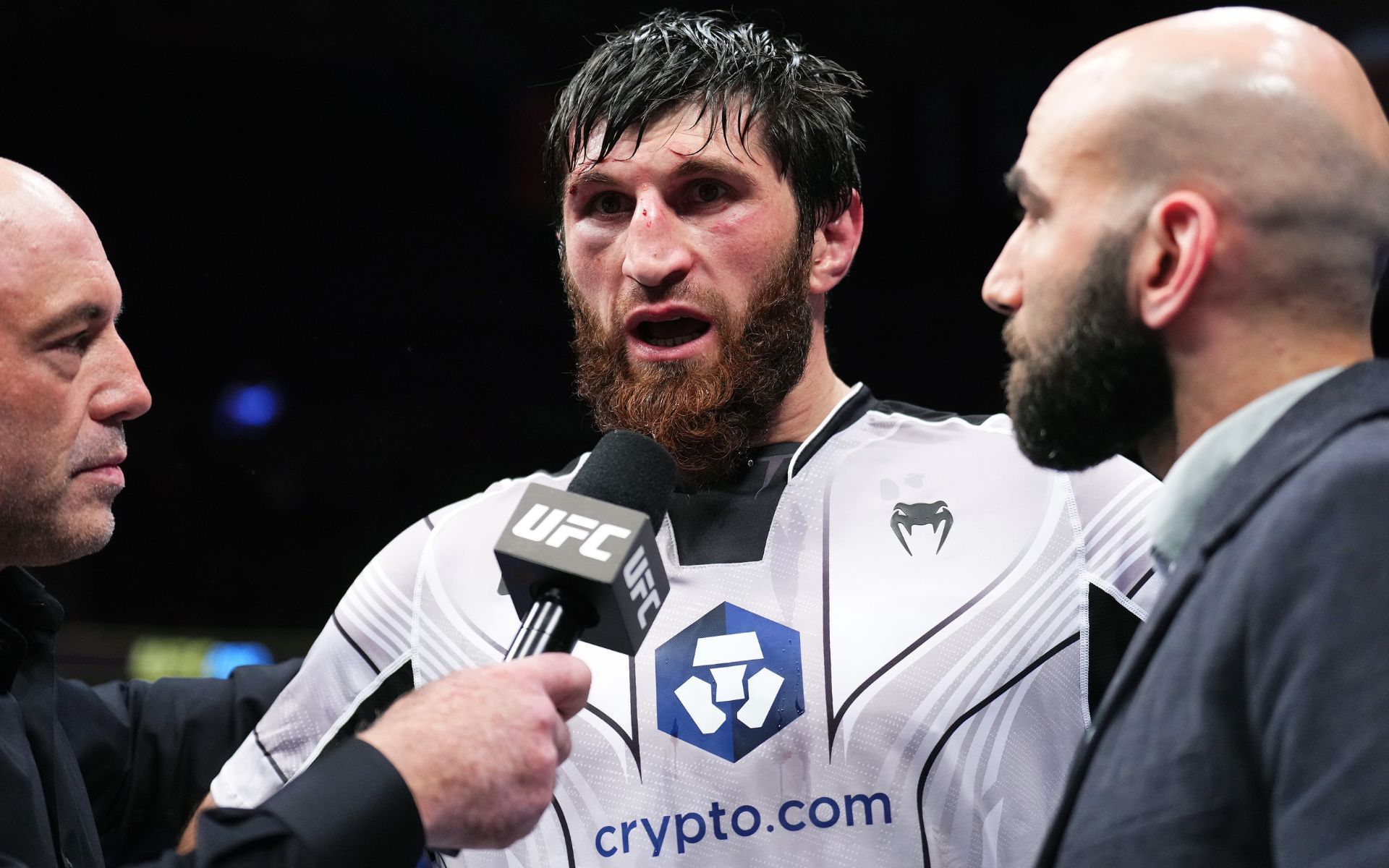 Magomed Ankalaev (pictured) during one of his post fight interviews. [Images courtesy: Getty Images]