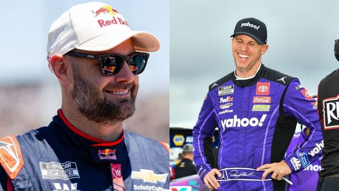 Denny Hamlin in stitches as Shane van Gisbergen got stuck in same spot his dog took a dump before Talladega race