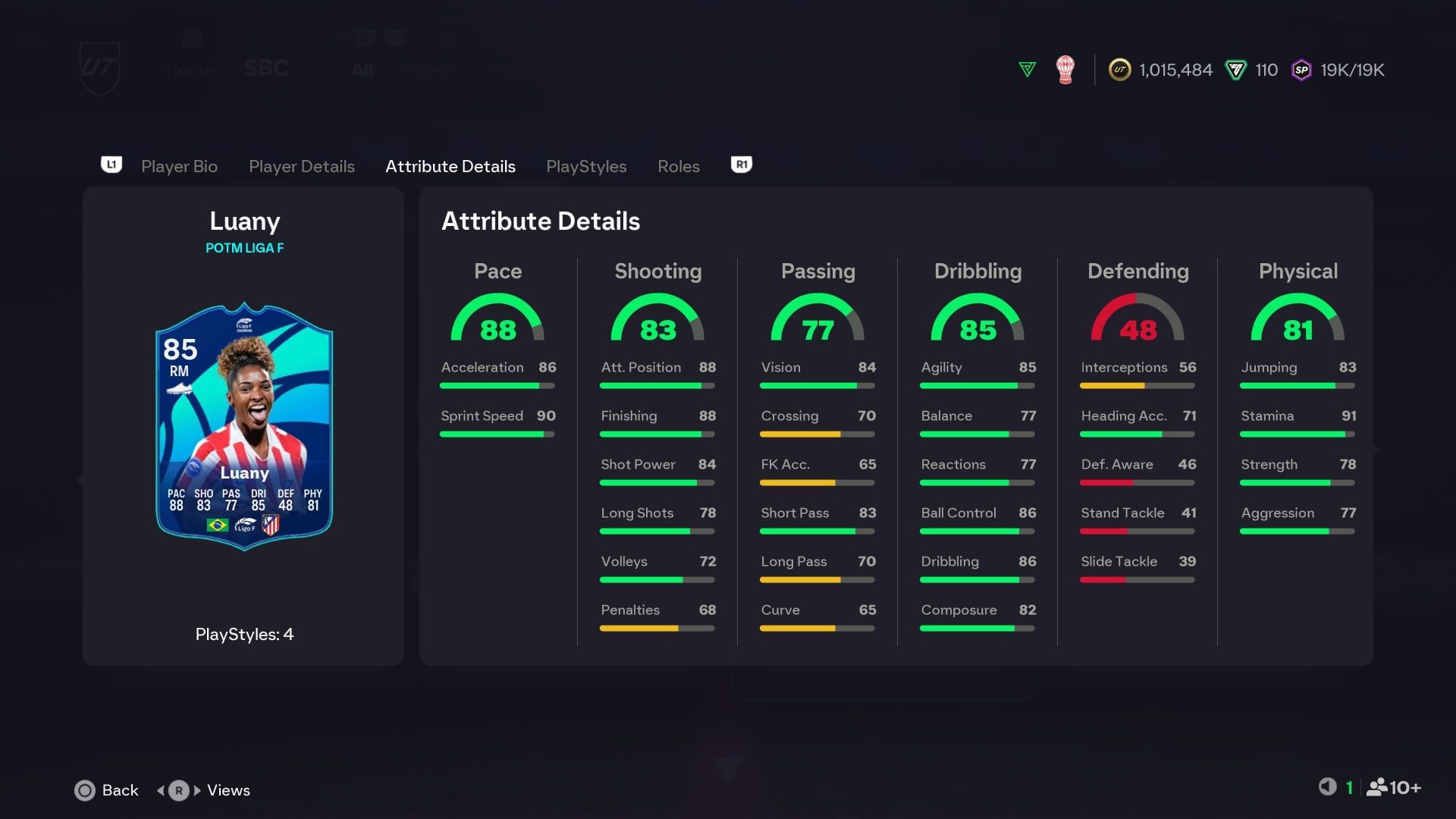 The stats (Image via EA Sports)