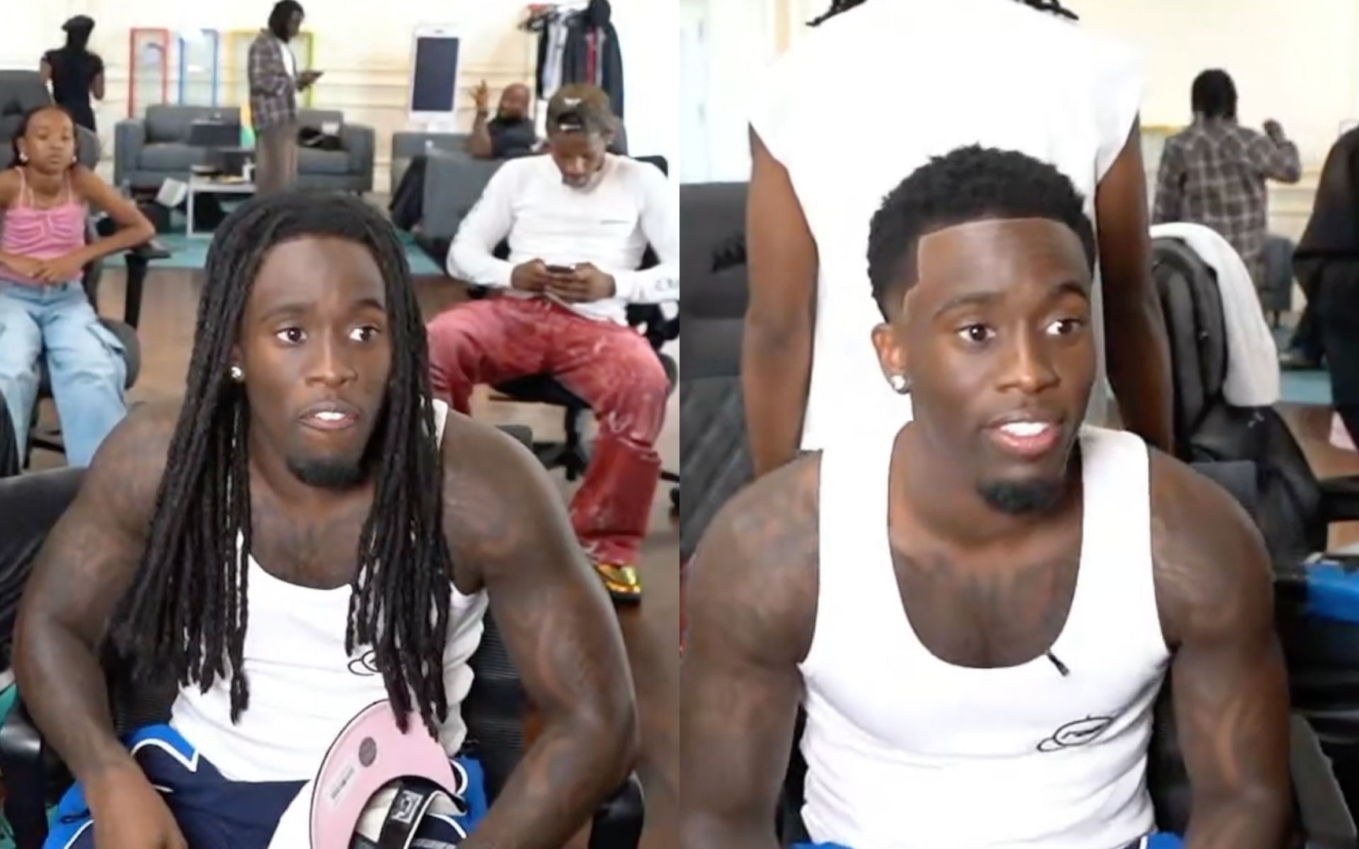 A before-and-after picture of Kai Cenat with and without his iconic dreads (Image via KaiCenat/Twitch)