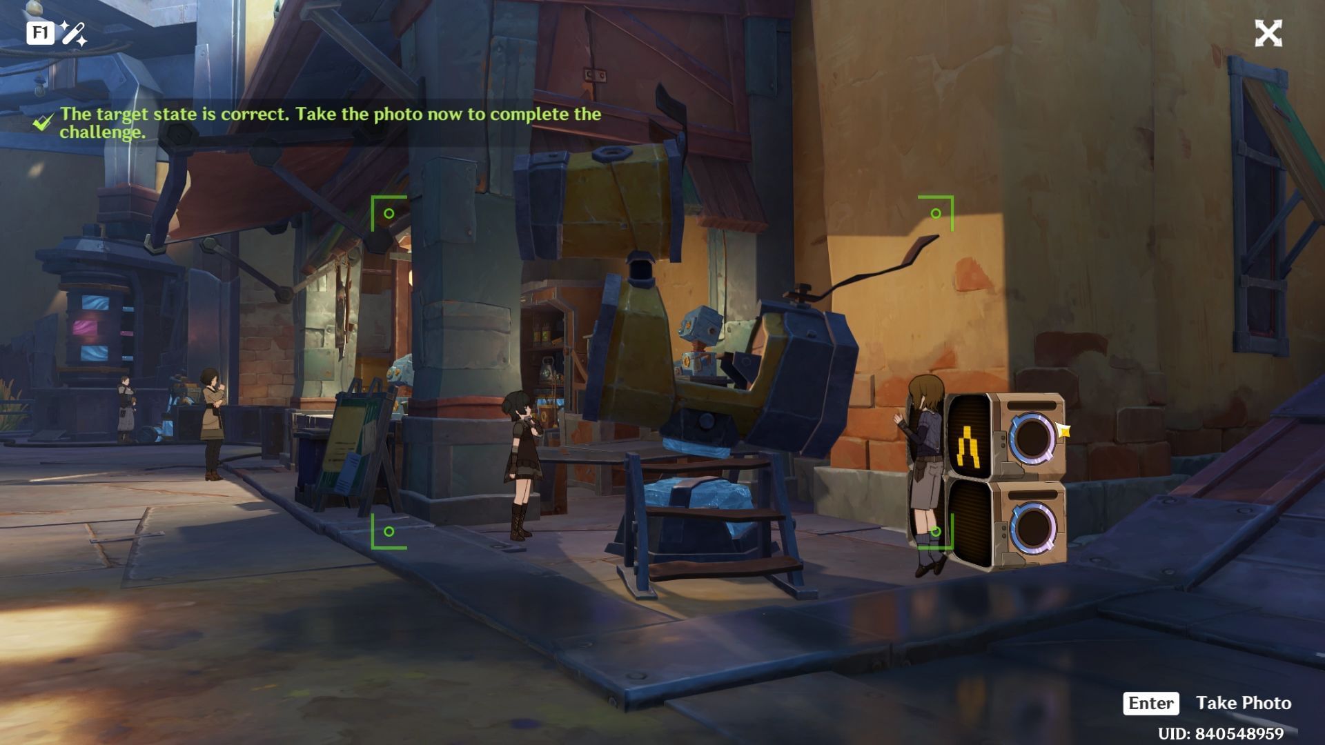 Adjust the shot so it looks like the robot is riding the metal horse (Image via HoYoverse)